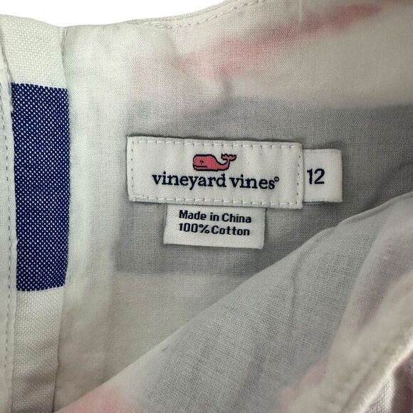 Vineyard Vines Girls 12 Sleeveless Stripe Dress Embroidery Pockets - Picture 7 of 11